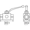 BALL VALVE, 3 WAY + LEVER HANDLE 1/4