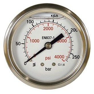 GAUGE 0-250 BAR 50MM 1/4"M REAR WIKA