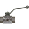 BALL VALVE, 3 WAY + LEVER HANDLE 1/4
