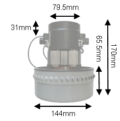 VAC MOTOR, 2 STAGE, 1000W, UNIVERSAL